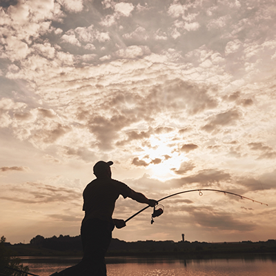Man fishing at a lake