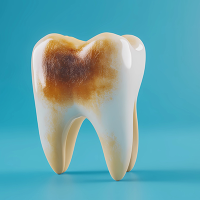 Model of discolored tooth